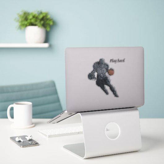 Stone Golem Playing Basketball Fantasy Sticker (Laptop auf Schreibtisch)