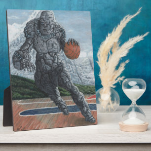 Stone Golem Playing Basketball Tabletop Plaque Fotoplatte