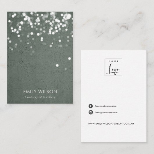 STONE GRAY LIGHT STRINGS STUDIEREN EARRING DISPLAY VISITENKARTE (Vorne/Hinten)