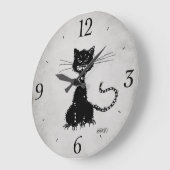 Stone Gray Ragged Evil Black Cat Große Wanduhr (Winkel)