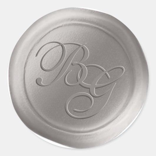 Stone Gray Script Monogram Wax Siegel Stickers (Vorderseite)