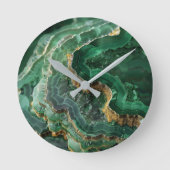 Stone Green Gold Agate Marble Runde Wanduhr (Vorderseite)