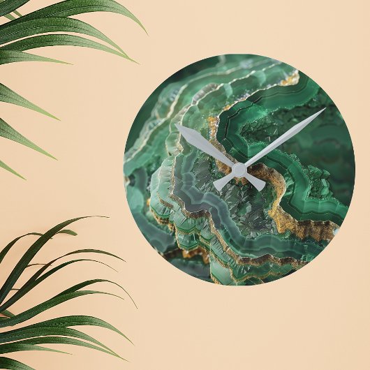 Stone Green Gold Agate Marble Runde Wanduhr