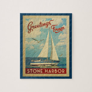 Stone Harbor Puzzle Sailboat Vintage NJ