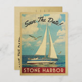 Stone Harbour Save the Date Sailboat Nautical Ankündigungspostkarte (Vorne/Hinten)