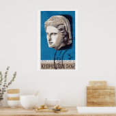 Stone Head Sculpture Matchbox Art Print, Cypriot Poster (Küche)