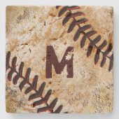 Stone-Jersey-Nummer oder Monogram-Baseball-Unterse Steinuntersetzer (Vorderseite)