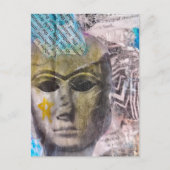 Stone lady face Abstract Mixed Media Collage Postkarte (Vorderseite)