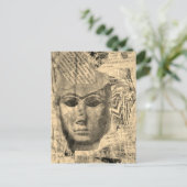 Stone lady face Abstract Mixed Media Collage Sepia Postkarte (Stehend Vorderseite)