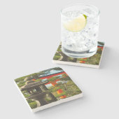 Stone Lantern und Torii Gate Steinuntersetzer (Seitenansicht)