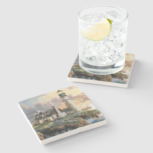 Stone Lighthouse Steinuntersetzer (Seitenansicht)