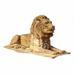 Stone Lion Fotoskulptur Magnet<br><div class="desc">Bräune und braune Darstellung eines geschnitzten Steinlöwen.</div>