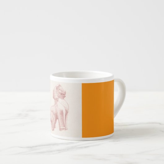 Stone Lion Guardian Statue zeichnend Espressotasse (Vorderseite Rechts)