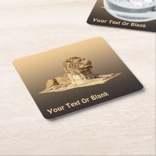 Stone Lion Rechteckiger Pappuntersetzer