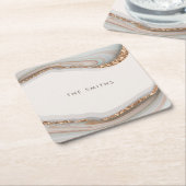 Stone Marble Agate Rechteckiger Pappuntersetzer (angewinkelt)