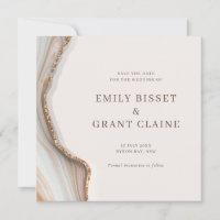 Stone Marble Agate Save the Date Square Einladung