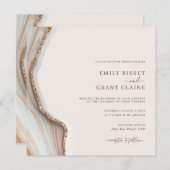Stone Marble Agate Square Einladung zur Hochzeit (Vorne/Hinten)