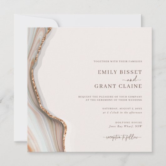 Stone Marble Agate Square Einladung zur Hochzeit (Vorderseite)