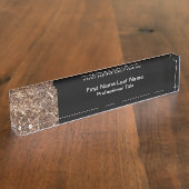 Stone Marble Look Monogram Beruflich Namensplakette (Seite)
