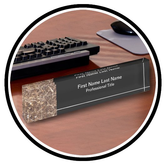 Stone Marble Look Monogram Beruflich Namensplakette