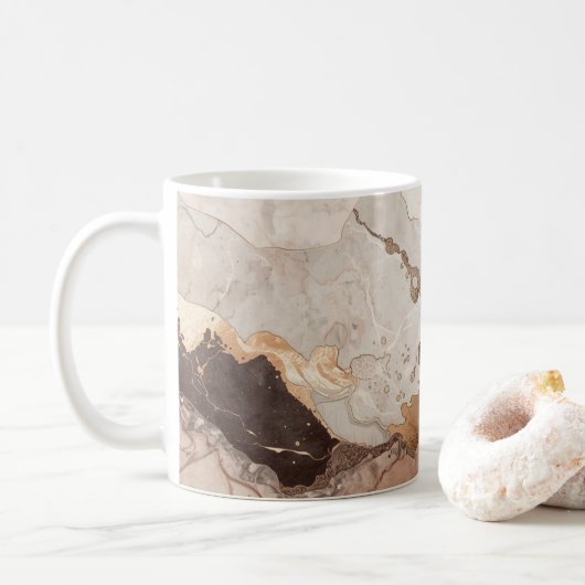 Stone Marble Print Beige and White Kaffeetasse (Mit Donut)