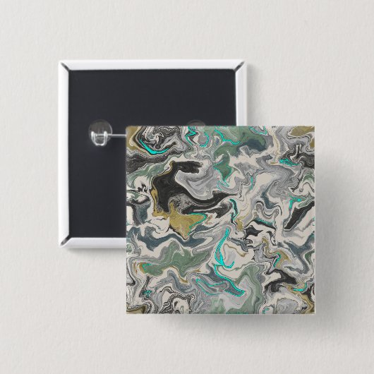Stone Marbling with Turquoise Veins 2" Square Button (Vorne & Hinten)
