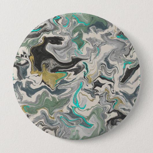 Stone Marbling with Turquoise Veins 4" Round Button (Vorderseite)