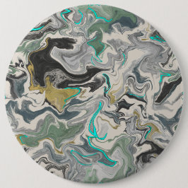 Stone Marbling with Turquoise Veins 6" Round Button