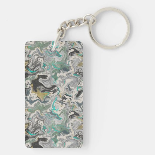 Stone Marbling with Turquoise Veins Acrylic Schlüsselanhänger (Rückseite)