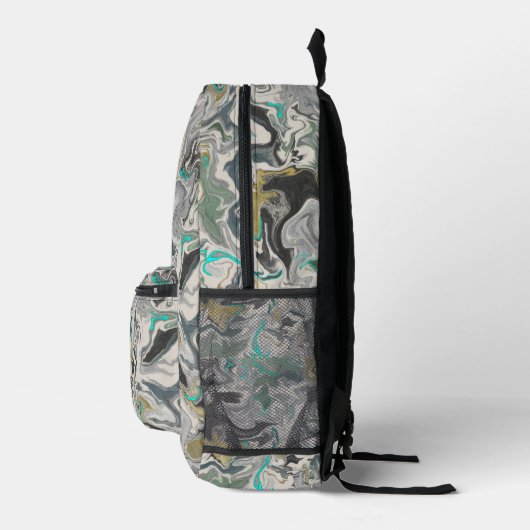 Stone Marbling with Turquoise Veins Bedruckter Rucksack (Rechts)