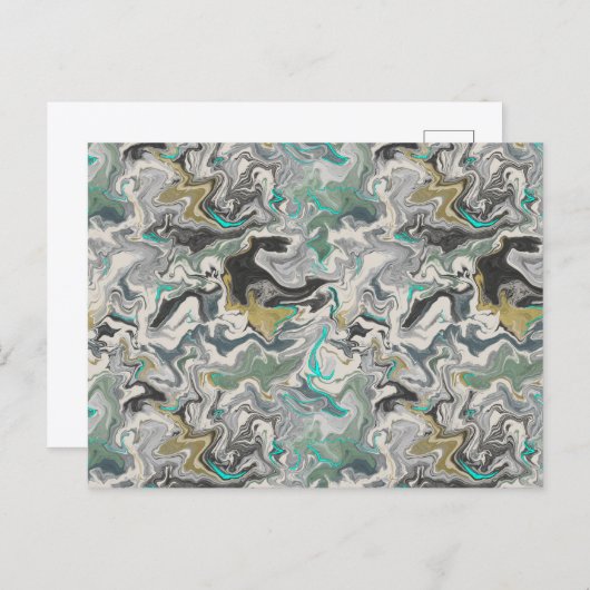 Stone Marbling with Turquoise Veins Postkarte (Vorne/Hinten)