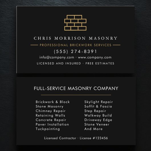 Stone Masonry Brick Mason Contractor Company Visitenkarte