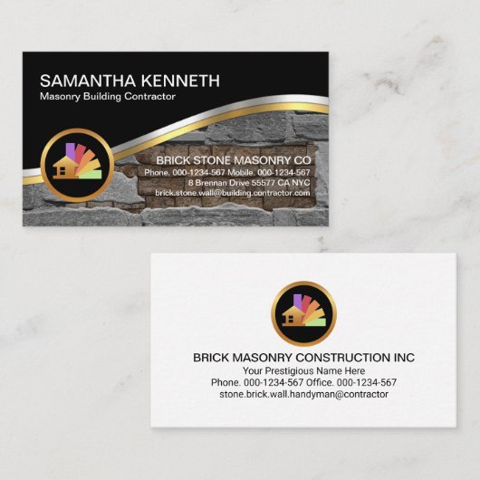Stone Mauerwerk Brick Lay Constractor Visitenkarte (Vorne/Hinten)