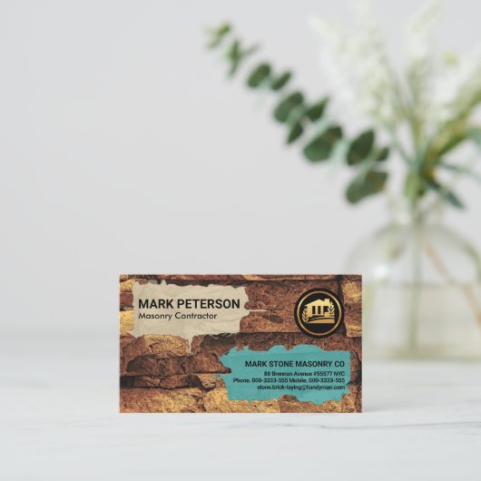 Stone Mauerwerk Brick Leasing Contractor Visitenkarte (Stehend Vorderseite)