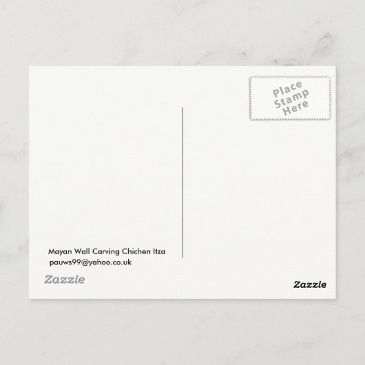 Stone Mayan Wall Schnitzereien von Chichen Itza Postkarte (Rückseite)