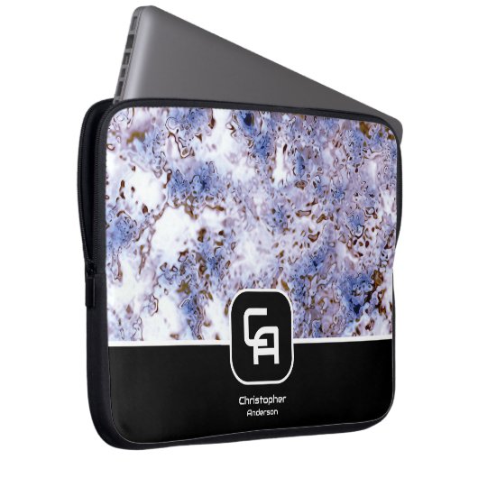 Stone Monogram Marine Laptopschutzhülle (Vorne Rechts)