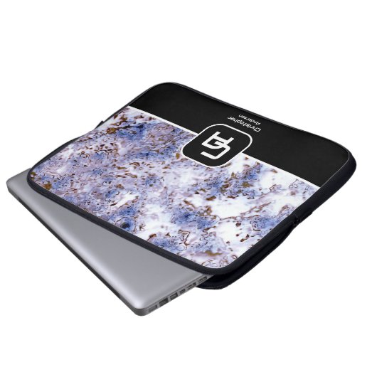 Stone Monogram Marine Laptopschutzhülle (Vorne Knopf)