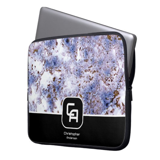 Stone Monogram Marine Laptopschutzhülle (Vorderseite Links)
