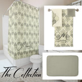 Stone Monogram Watercolor Geometric Pattern  Badhandtuch Set