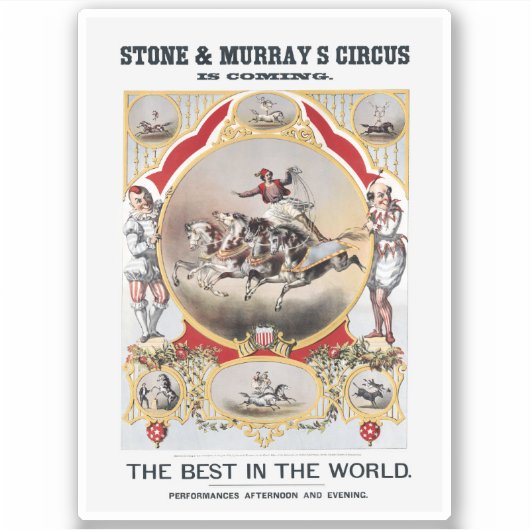 Stone & Murray's Circus, Circa 1870. Aufkleber (Vorderseite)