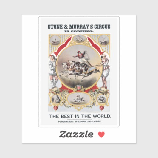 Stone & Murray's Circus, Circa 1870. Aufkleber (Blatt)