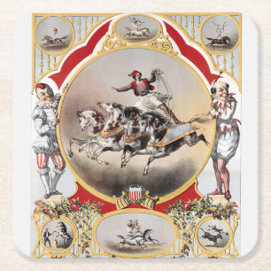 Stone & Murray's Zirkus, circa 1870. Rechteckiger Pappuntersetzer