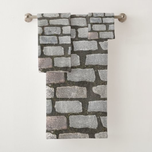 Stone Pathway Gray Cobblestone Street Sidewalk Badhandtuch Set (Insitu)