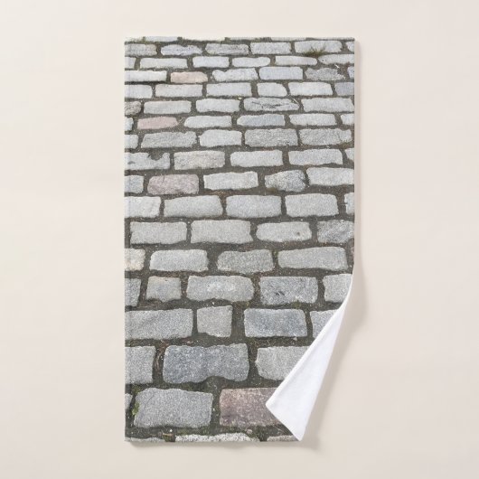 Stone Pathway Gray Cobblestone Street Sidewalk Badhandtuch Set (Handtuch)