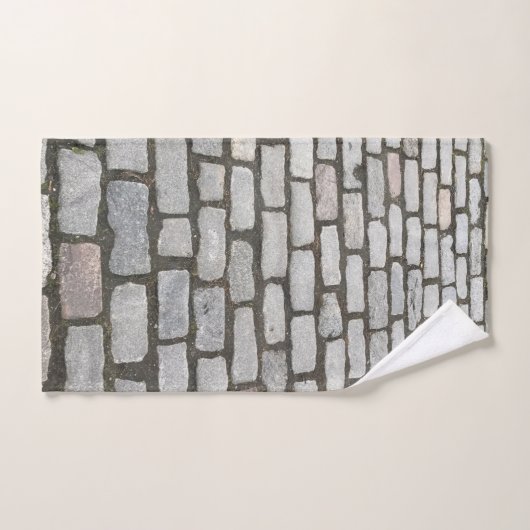 Stone Pathway Gray Cobblestone Street Sidewalk Badhandtuch Set (Handtuch)