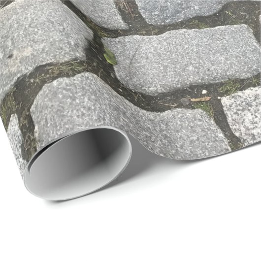 Stone Pathway Gray Cobblestone Street Sidewalk Geschenkpapier (Rolleneckpunkt)