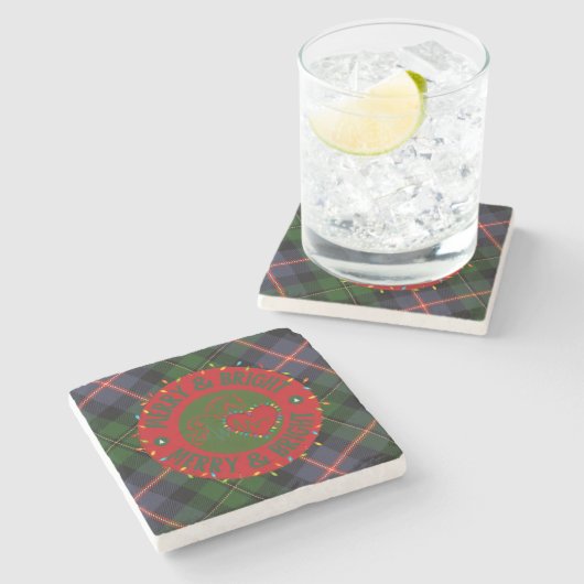 Stone Plaid Merry & Bright Coasters Steinuntersetzer (Seitenansicht)