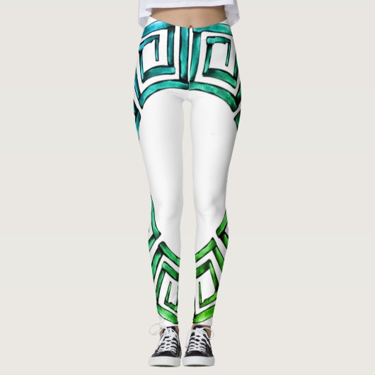 Stone Retro griechische Disk Leggings (Vorderseite)