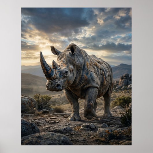 Stone Rhino Rugged Plains Poster (Vorne)