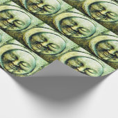 Stone schauen Mond und Sonne Gesicht Halbmond Geschenkpapier (Ecke)